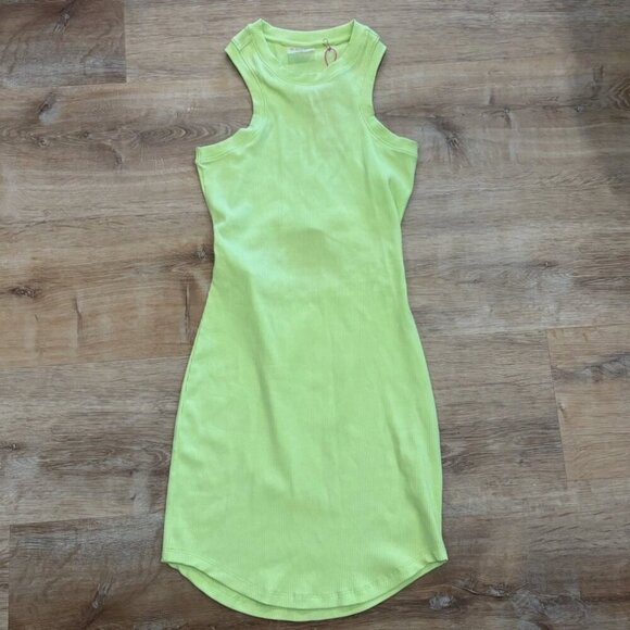 NEW TEREZ Women's XS Neon Vacation Racerback Bodycon Fitted Ribbed Midi Dress - Picture 1 of 4